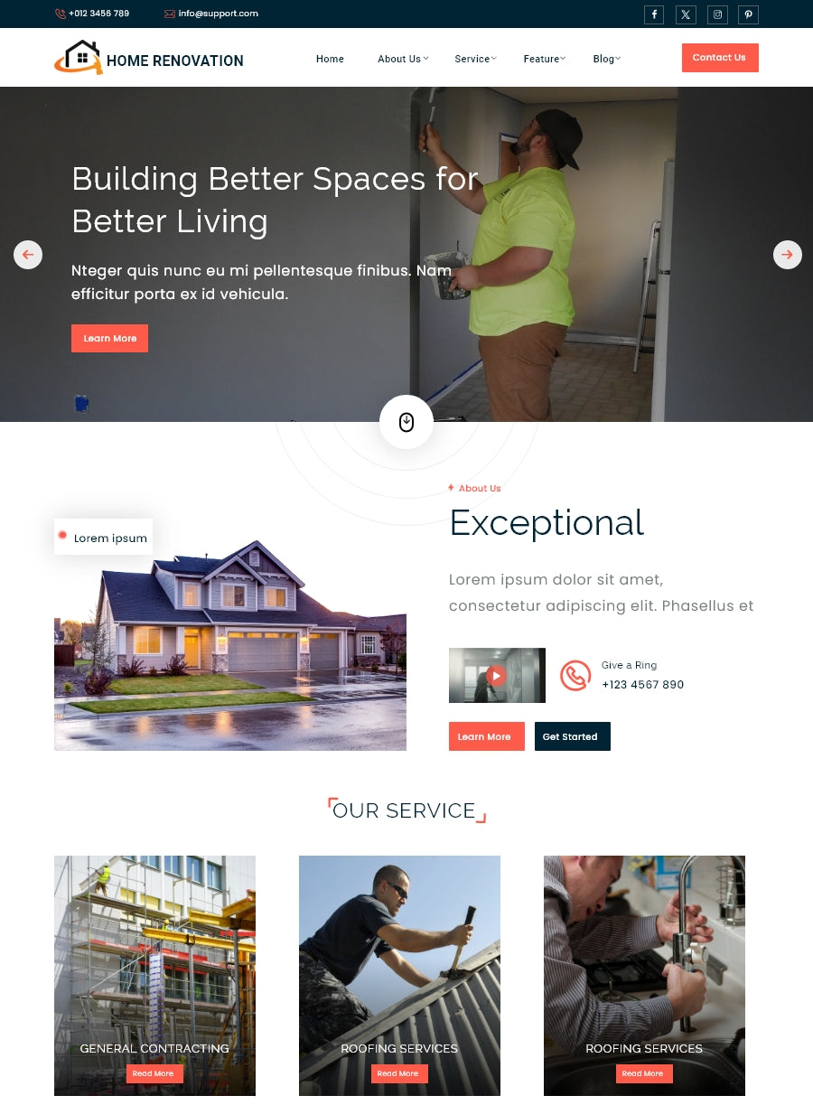 Free Home Renovation Wordpress Theme