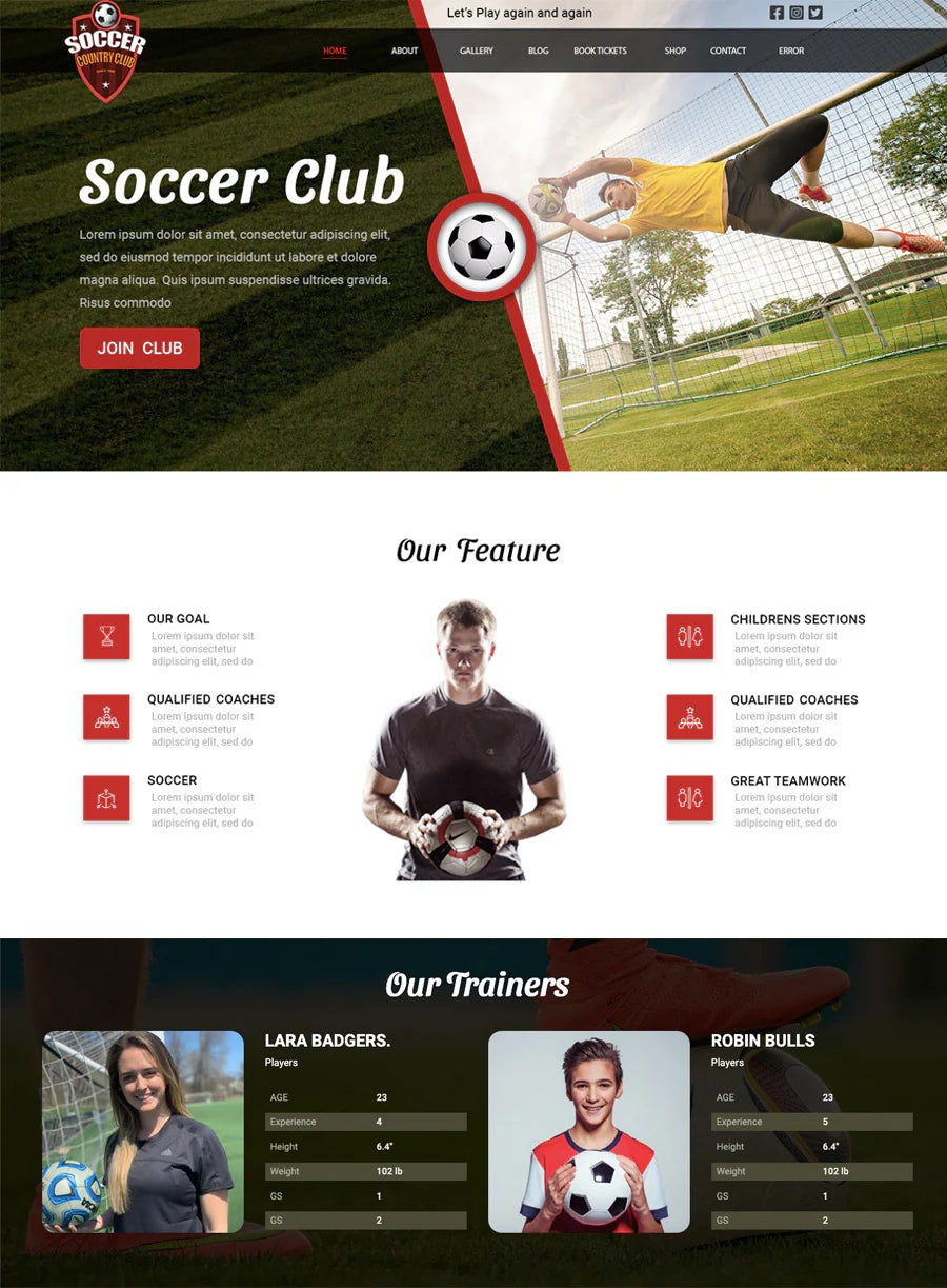 Premium Soccer Club Shopify Theme