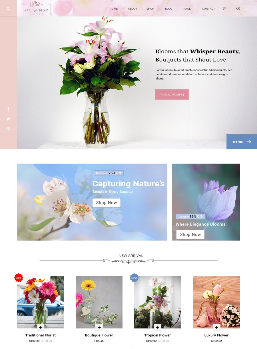 Free Flower Shop Wordpress Theme