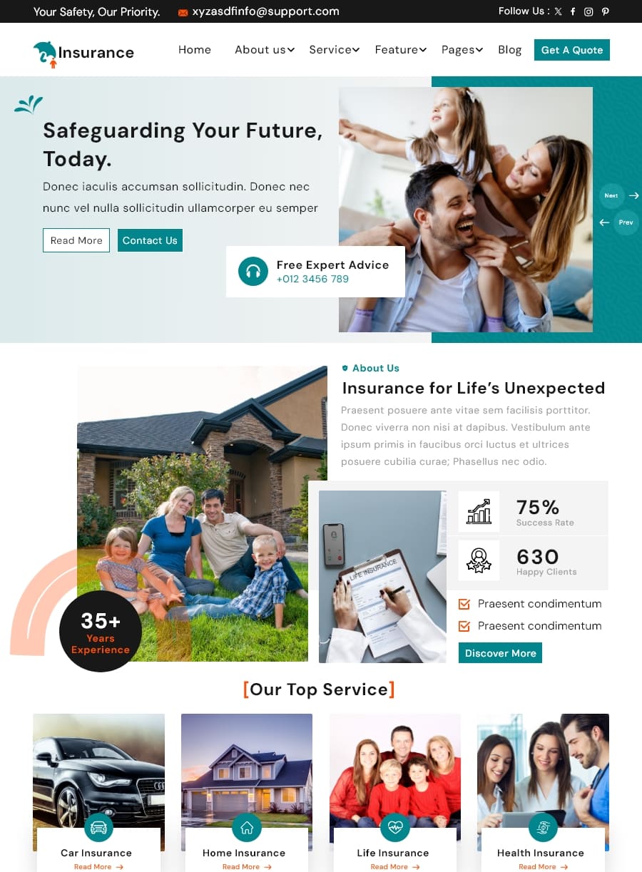 Free Insurance Wordpress Theme