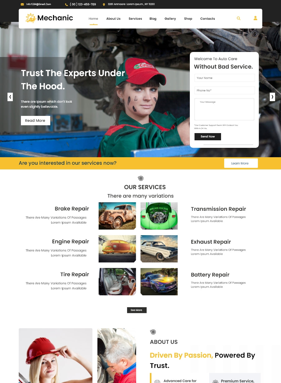 Premium Automotive Mechanic Wordpress Template