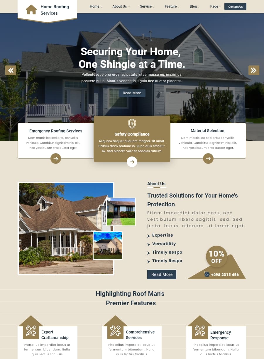 Premium Home Roofing Services Wordpress Template