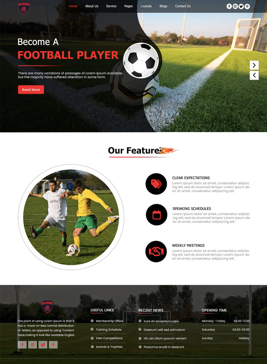 Football Club Free Wordpress Theme